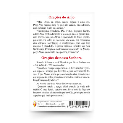 Cartolina Madonna di Fatima con retro "Oracoes do Anjo" e "Oracoes de nossa Senhora"