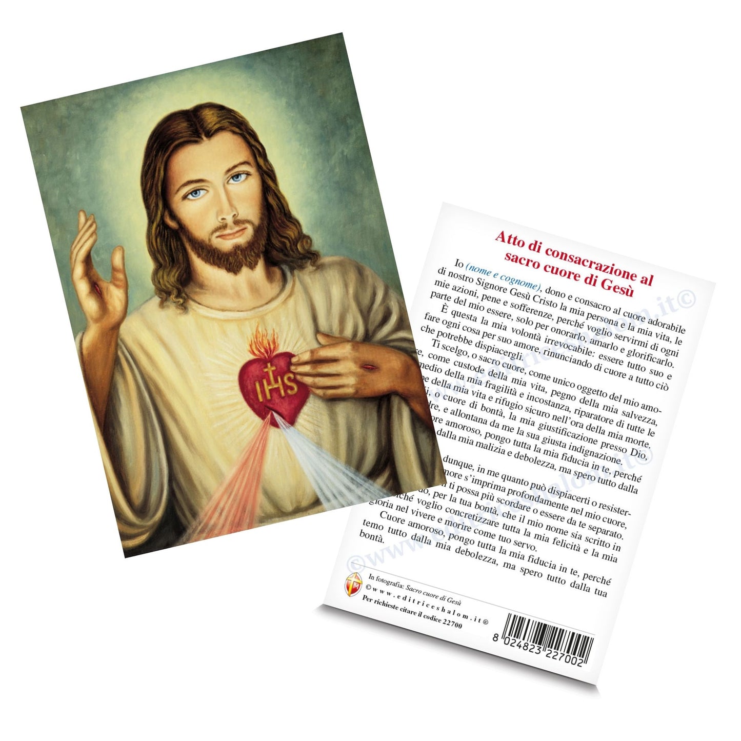 Cartolina sacro cuore di Gesù. Sul retro "Consacrazione al sacro cuore di Gesù"