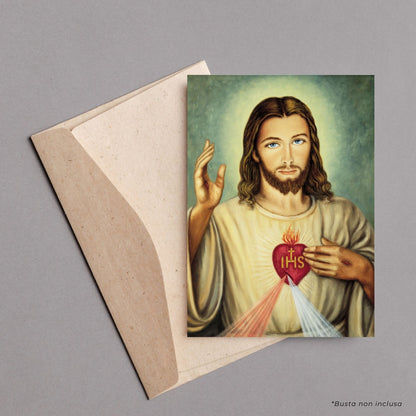 Cartolina sacro cuore di Gesù. Sul retro "Consacrazione al sacro cuore di Gesù"