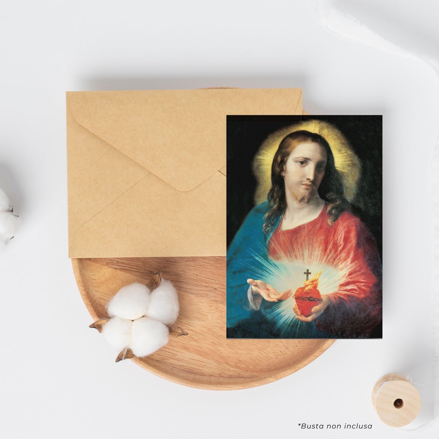 Cartolina sacro cuore di Gesù. Sul retro "Atto di Consacrazione al sacro cuore di Gesù"