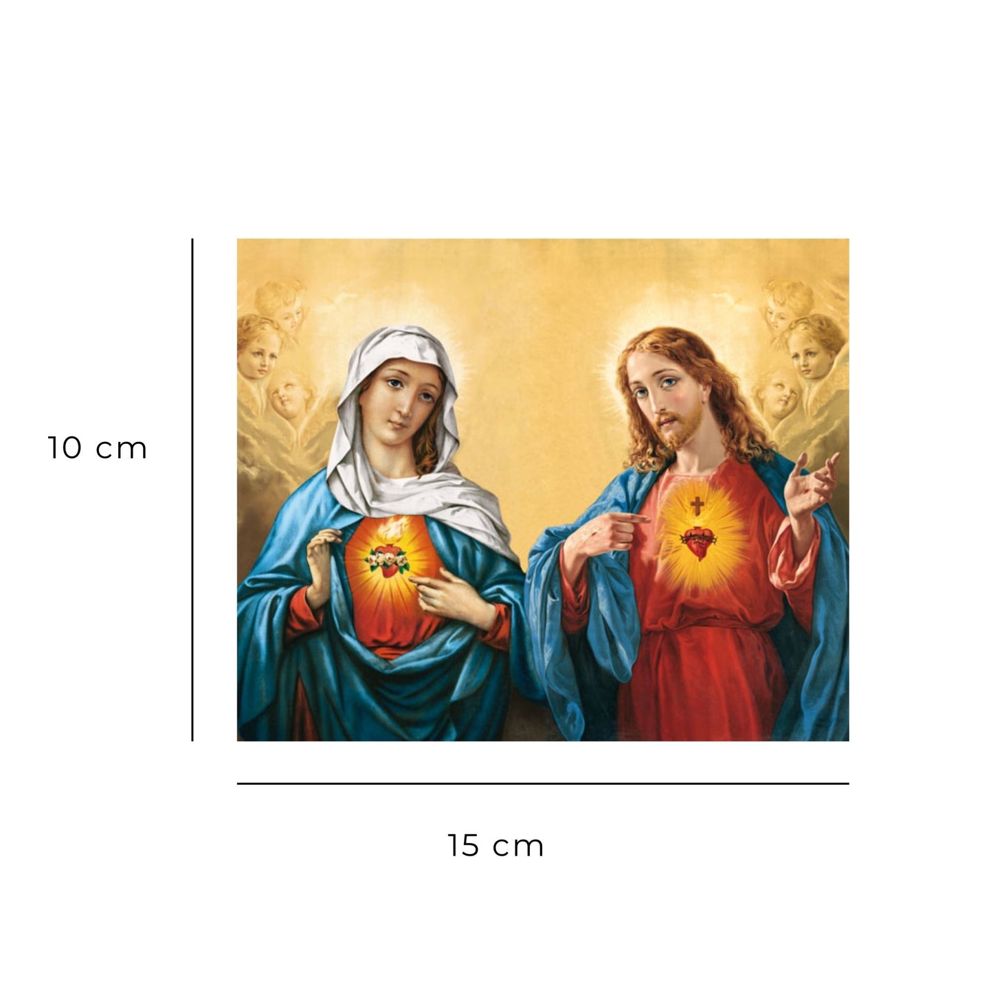 Cartolina sacri cuori di Gesù e Maria. Sul retro "Preghiera molto efficace"