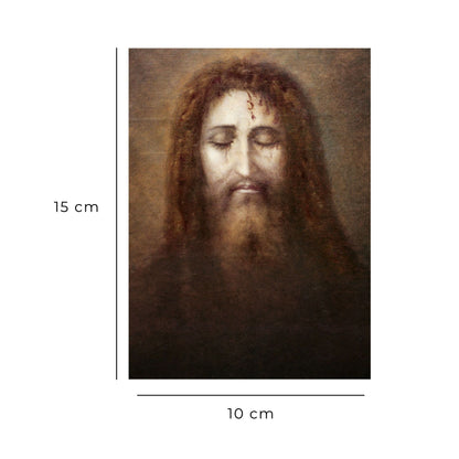 Cartolina Volto santo di Gesù. Sul retro "Preghiera quotidiana di offerta al Volto santo"