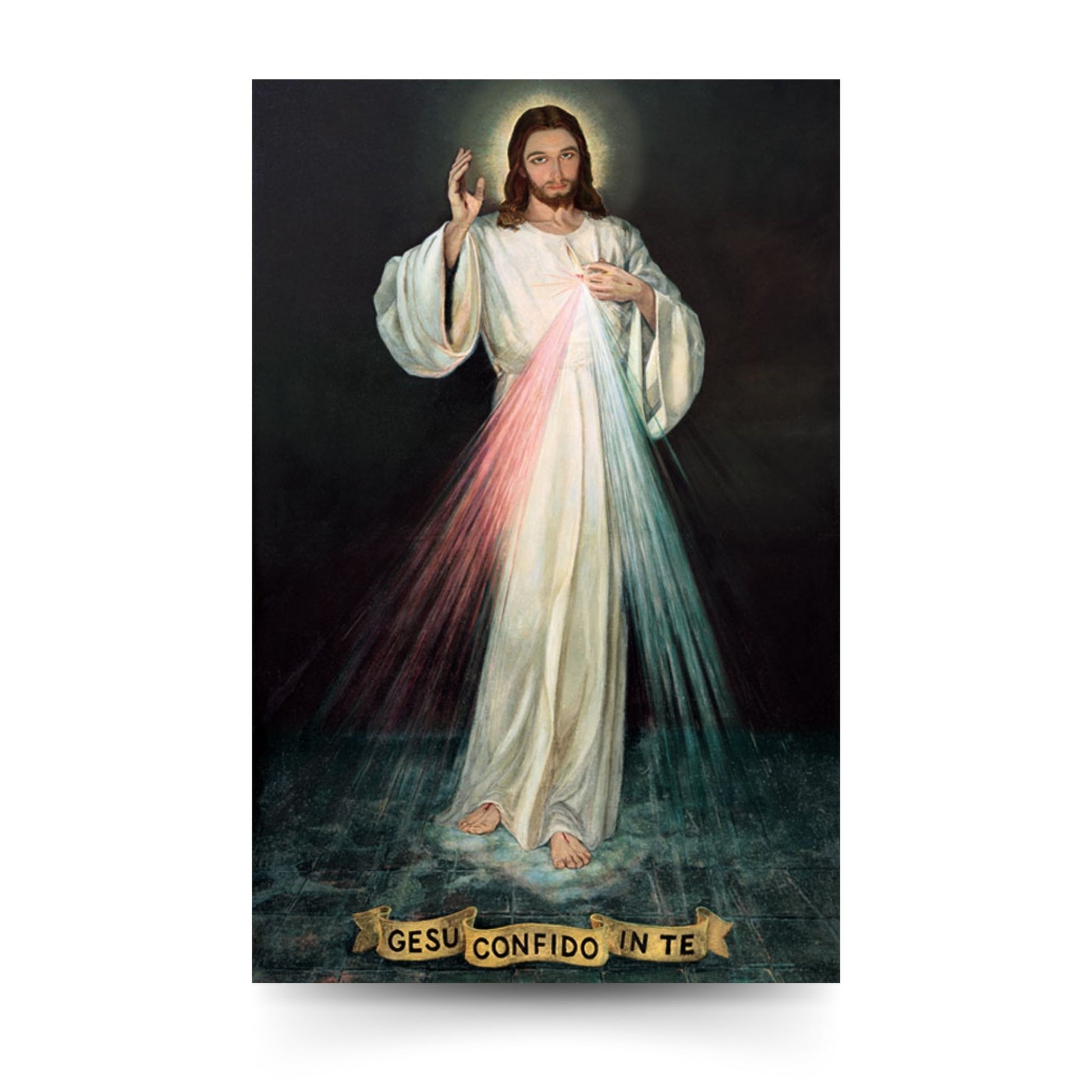 Cartolina Gesù confido in te. Sul retro "Coroncina alla divina misericordia"