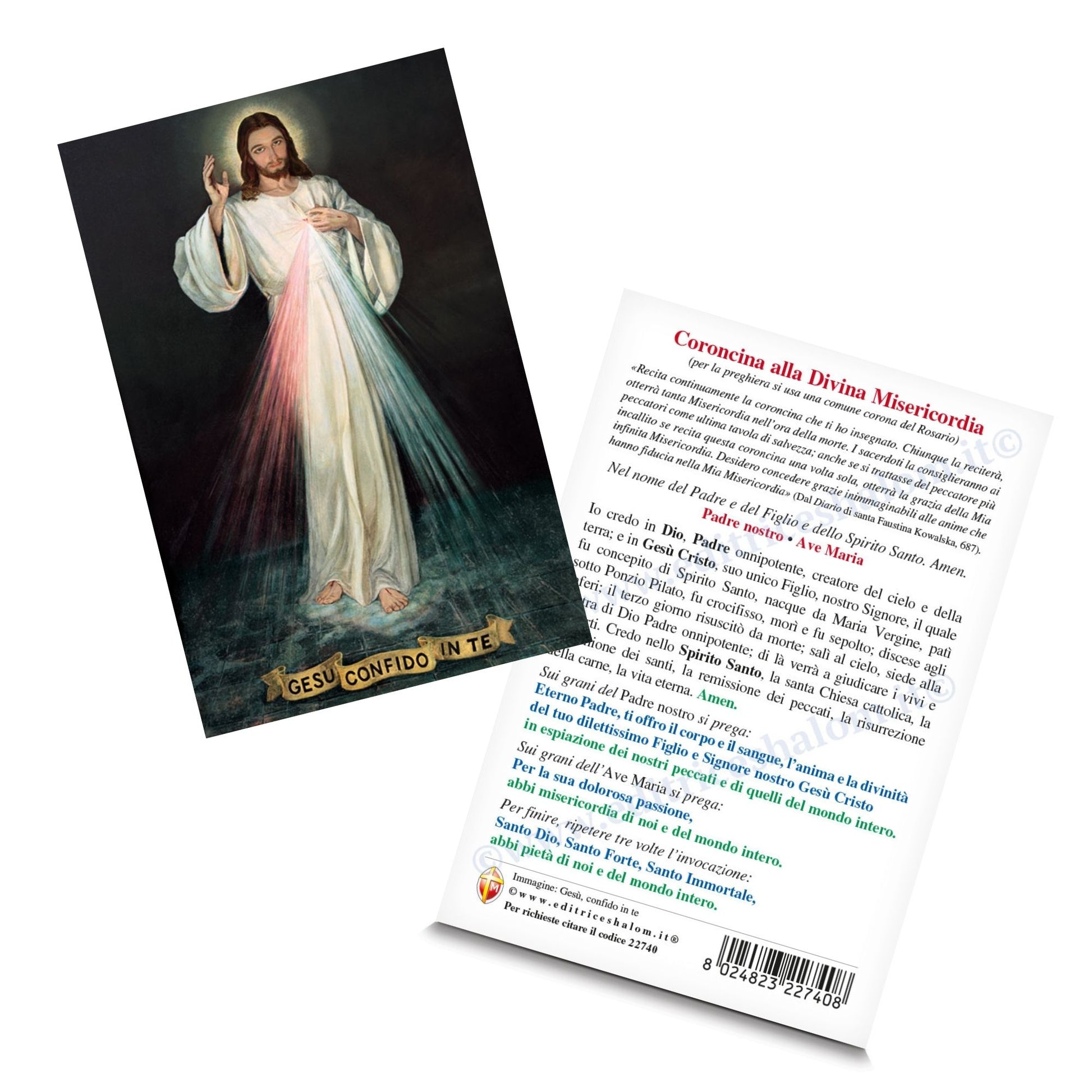 Cartolina Gesù confido in te. Sul retro "Coroncina alla divina misericordia"