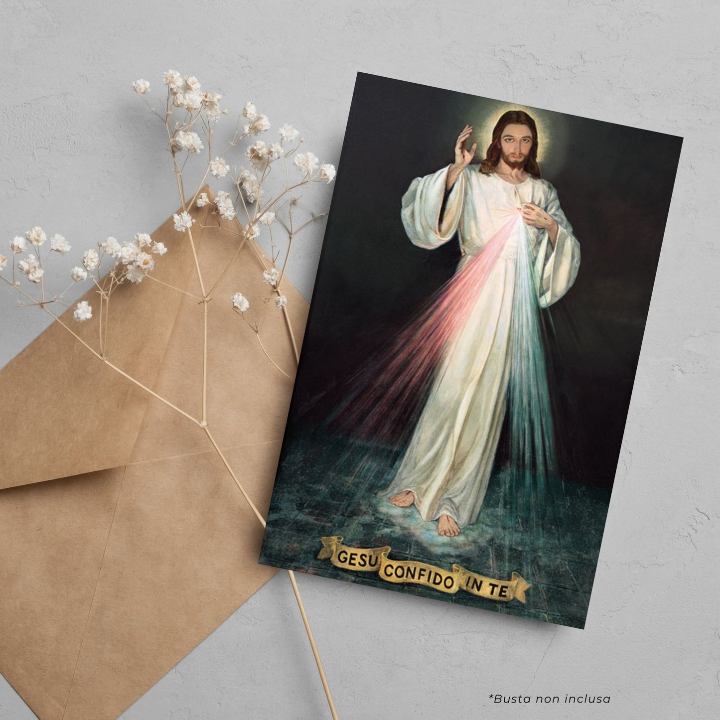 Cartolina Gesù confido in te. Sul retro "Coroncina alla divina misericordia"