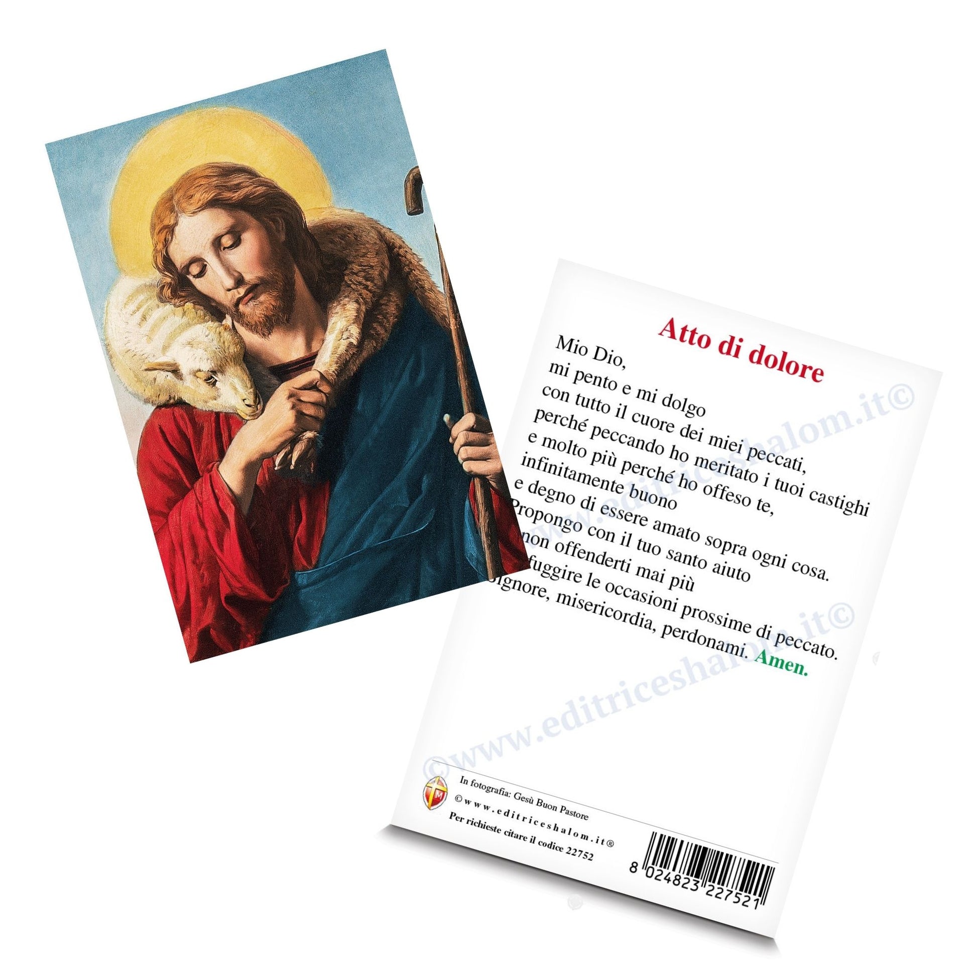 Cartolina Gesù Buon Pastore con retro "Atto di dolore"
