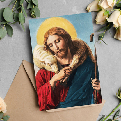 Cartolina Gesù Buon Pastore con retro "Atto di dolore"