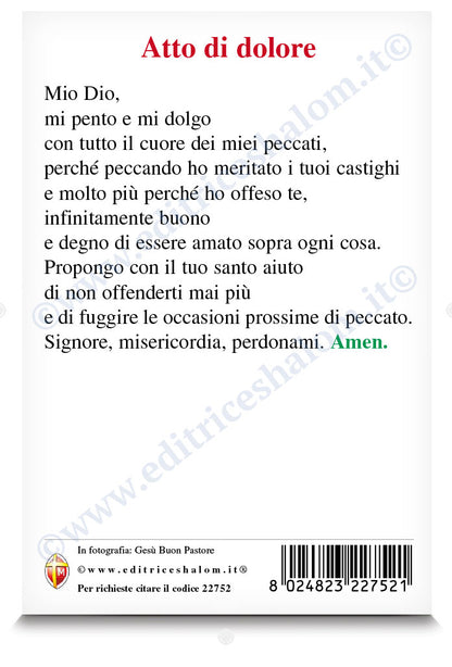 Cartolina Gesù Buon Pastore con retro "Atto di dolore"