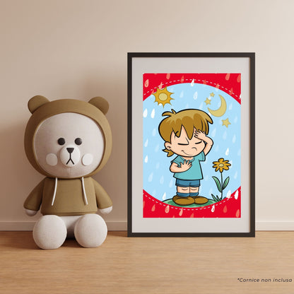 Cartolina immagine bambino che prega con retro Atto di Dolore - per bambini