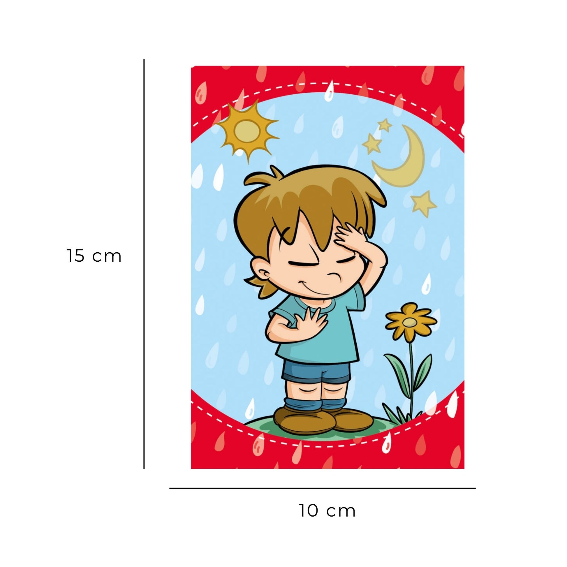 Cartolina immagine bambino che prega con retro Atto di Dolore - per bambini