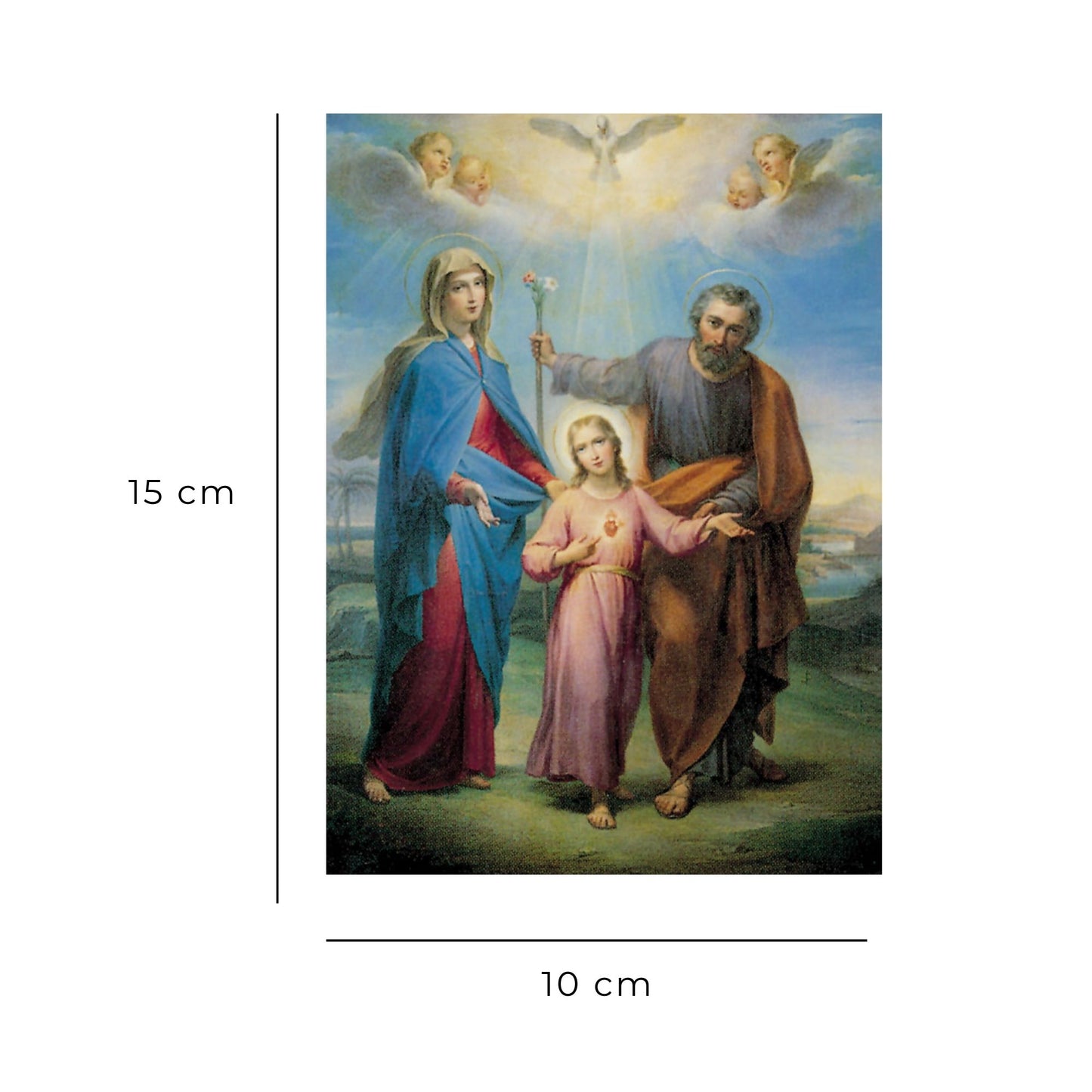 Cartolina santa Famiglia. Sul retro "Consacrazione a Maria santissima e a san Giuseppe"