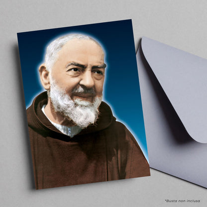 Cartolina san Pio da Pietrelcina. Sul retro "Coroncina al sacro cuore di Gesù di san Pio da Pietrelcina".