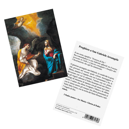 Cartolina san Gabriele (annunciazione). Sul retro "Preghiera a san Gabriele arcangelo"