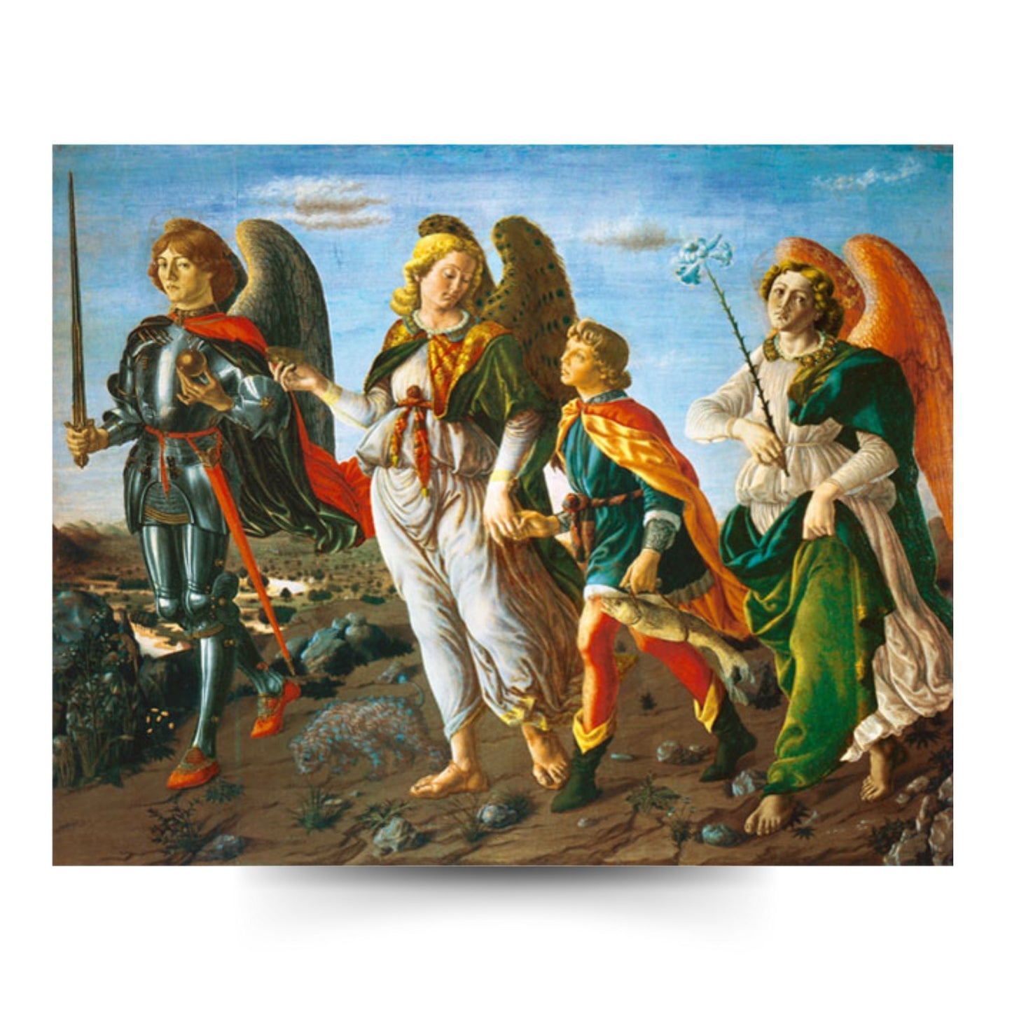 Cartolina arcangeli. Sul retro "Preghiera prima di mettersi alla guida"