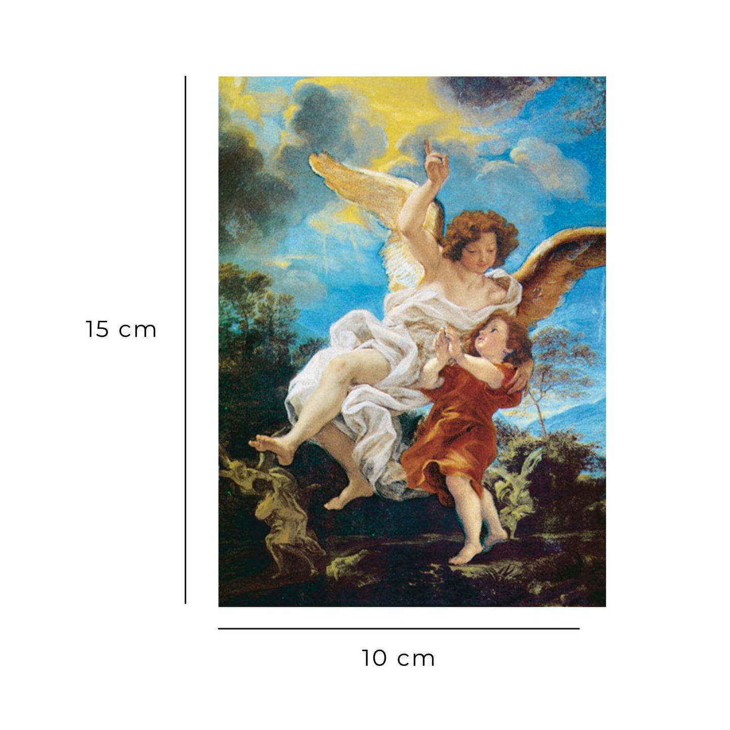 Cartolina angelo custode. Sul retro "Preghiera all'angelo custode"