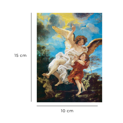 Cartolina angelo custode. Sul retro "Preghiera all'angelo custode"