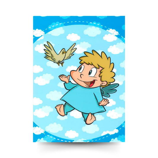 Cartolina Angelo Custode - linea bimbo. Sul retro preghiera  "Angelo di Dio..."