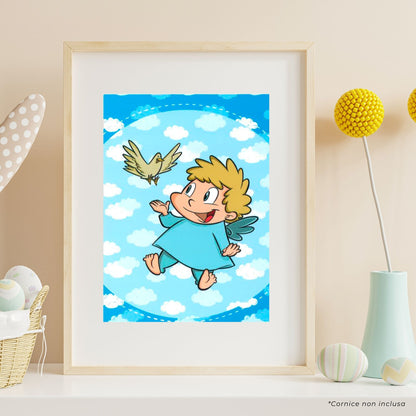 Cartolina Angelo Custode - linea bimbo. Sul retro preghiera  "Angelo di Dio..."