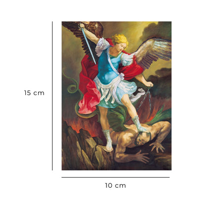 Cartolina san Michele arcangelo. Sul retro "Consacrazione a san Michele arcangelo"