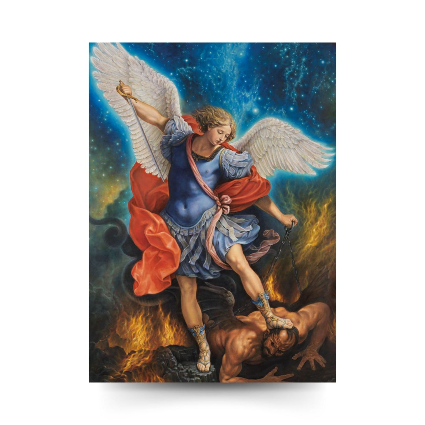 Cartolina San Michele Arcangelo con retro "Preghiera a San Michele" raccomandata da Papa Francesco