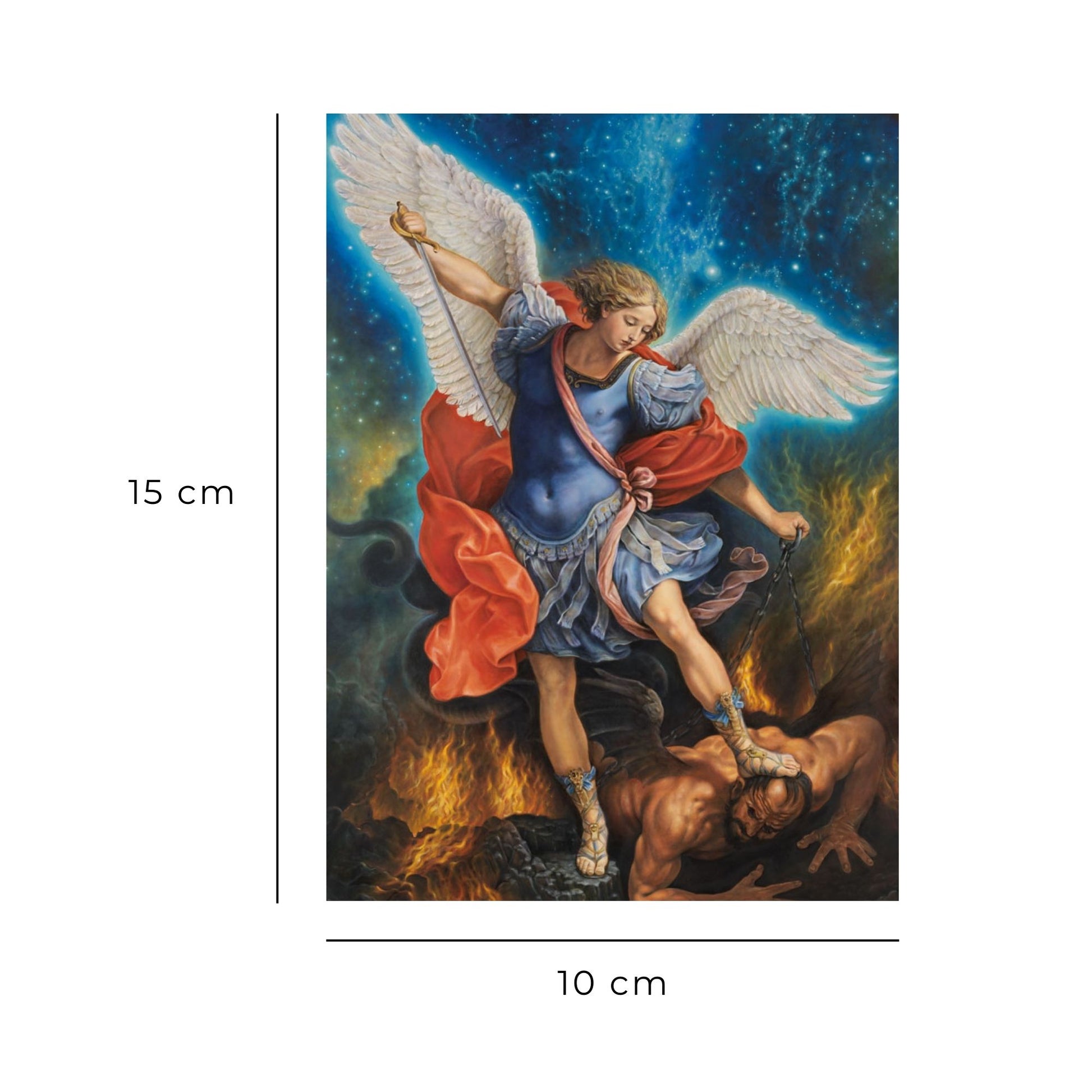 Cartolina San Michele Arcangelo con retro "Preghiera a San Michele" raccomandata da Papa Francesco