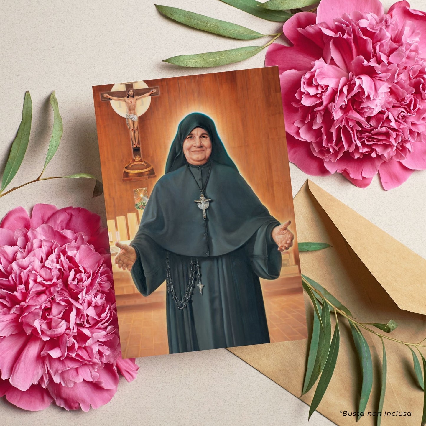Cartolina Beata Madre Speranza di Gesù. Sul retro "Preghiera alla Beata Madre Speranza di Gesù"