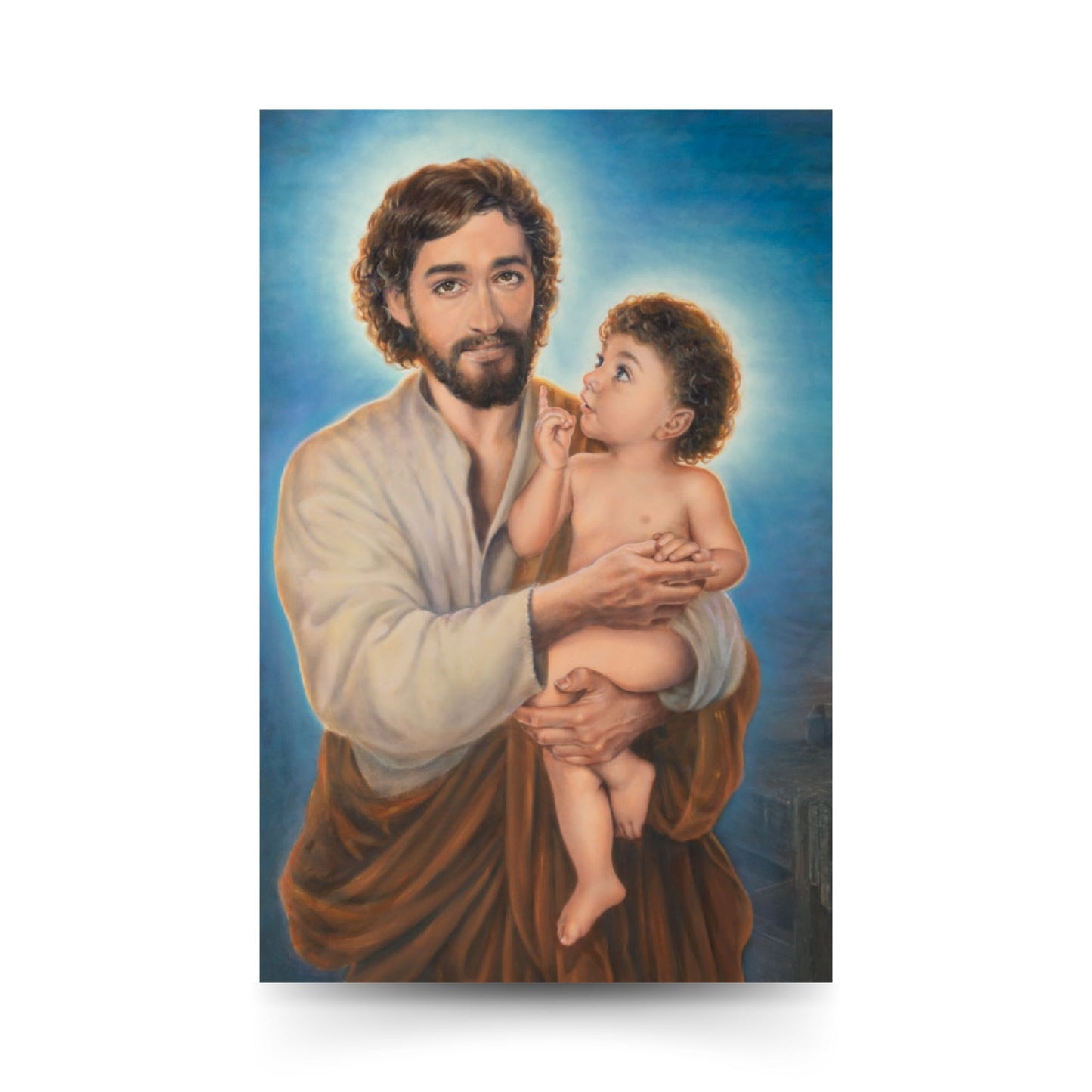 Cartolina san Giuseppe (dipinto di Dawid K.). Sul retro "San Giuseppe, a te ricorriamo"