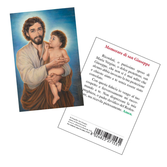 Cartolina san Giuseppe (dipinto di Dawid K.). Sul retro "San Giuseppe, a te ricorriamo"