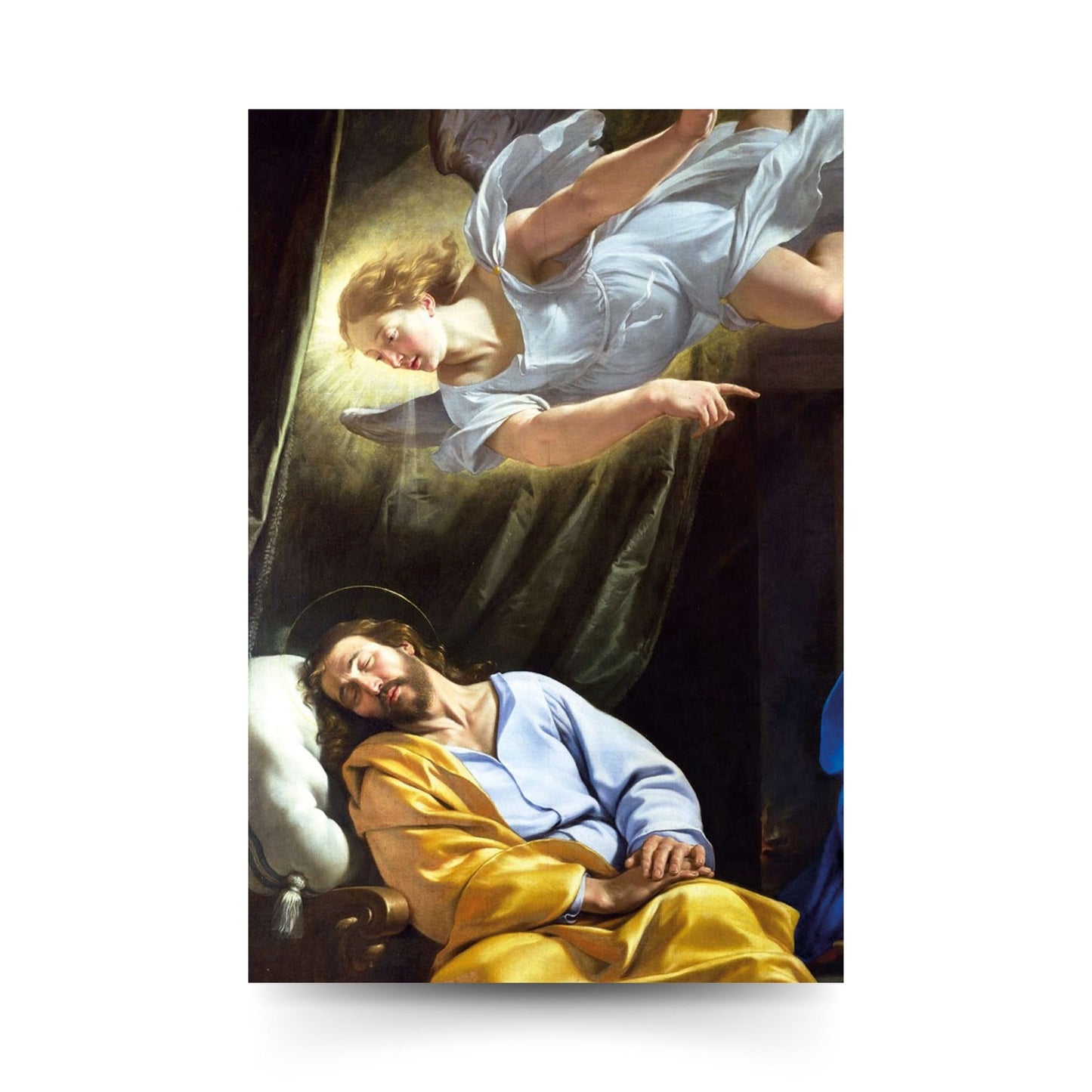 Cartolina San Giuseppe dormiente con retro "Preghiera a San Giuseppe dormiente"