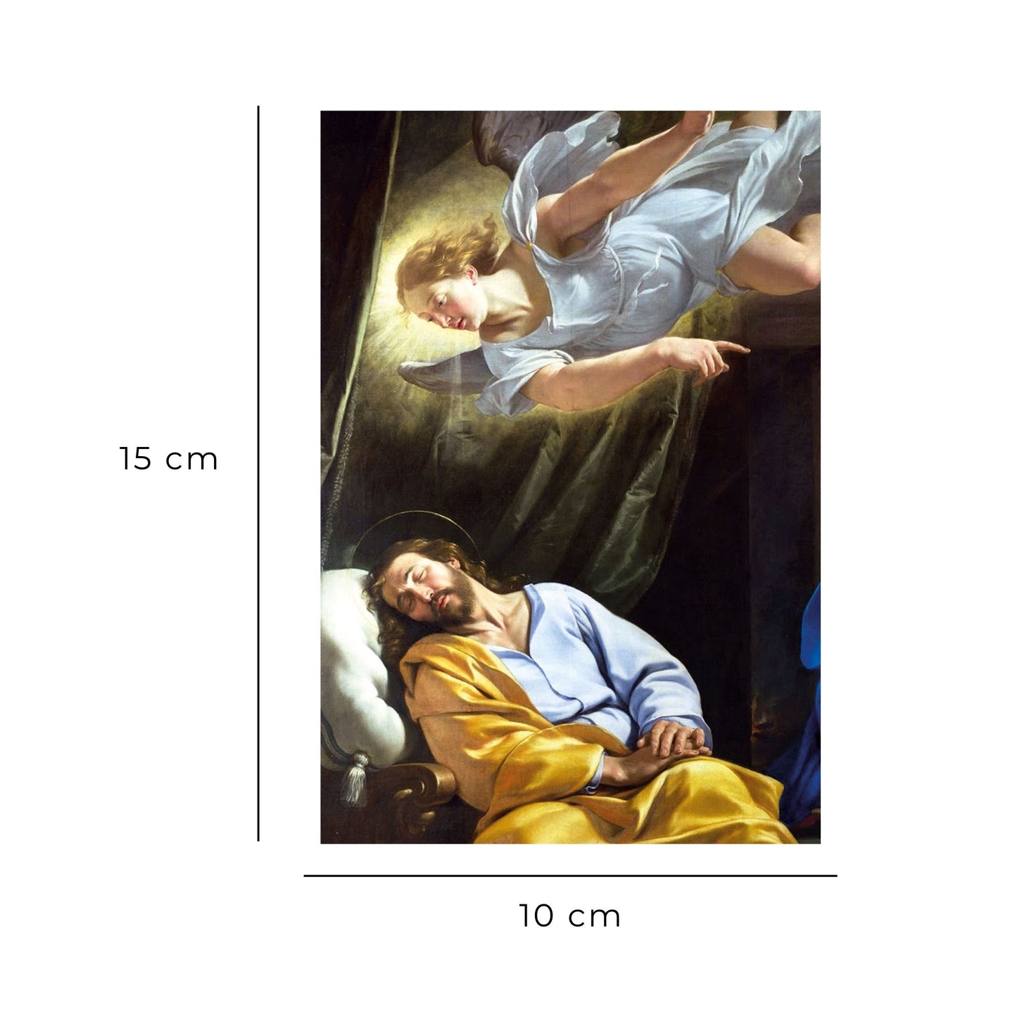 Cartolina San Giuseppe dormiente con retro "Preghiera a San Giuseppe dormiente"