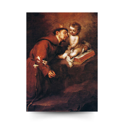 Cartolina sant'Antonio di Padova con Gesù Bambino. Sul retro "Novena a sant'Antonio di Padova"