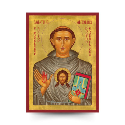 Cartolina icona sant'Antonio di Padova con Gesù Bambino. Sul retro "Novena a sant'Antonio di Padova"