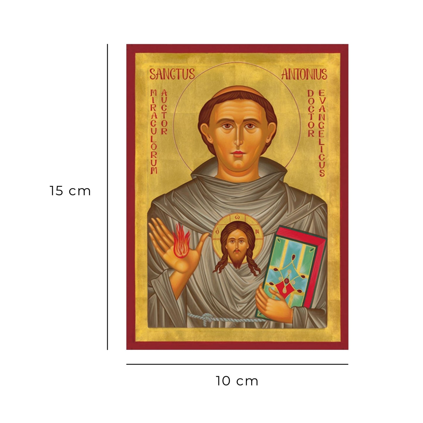 Cartolina icona sant'Antonio di Padova con Gesù Bambino. Sul retro "Novena a sant'Antonio di Padova"