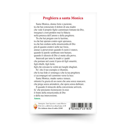 Cartolina S.Agostino e S. monica con retro "Preghiera a santa Monica"