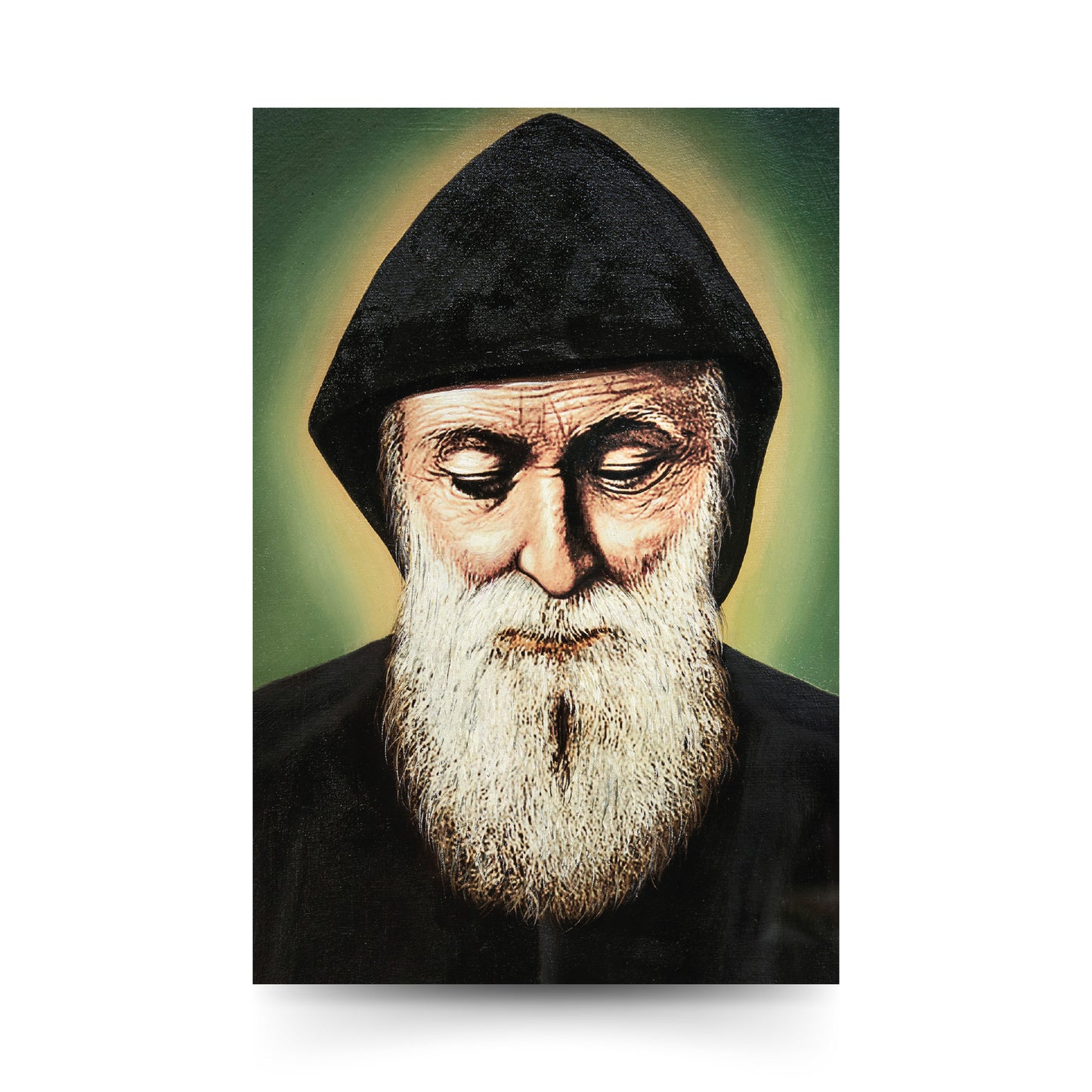 Cartolina san Charbel con retro "Vita di san Charbel Makhlouf"