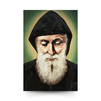 Cartolina san Charbel con retro "Vita di san Charbel Makhlouf"