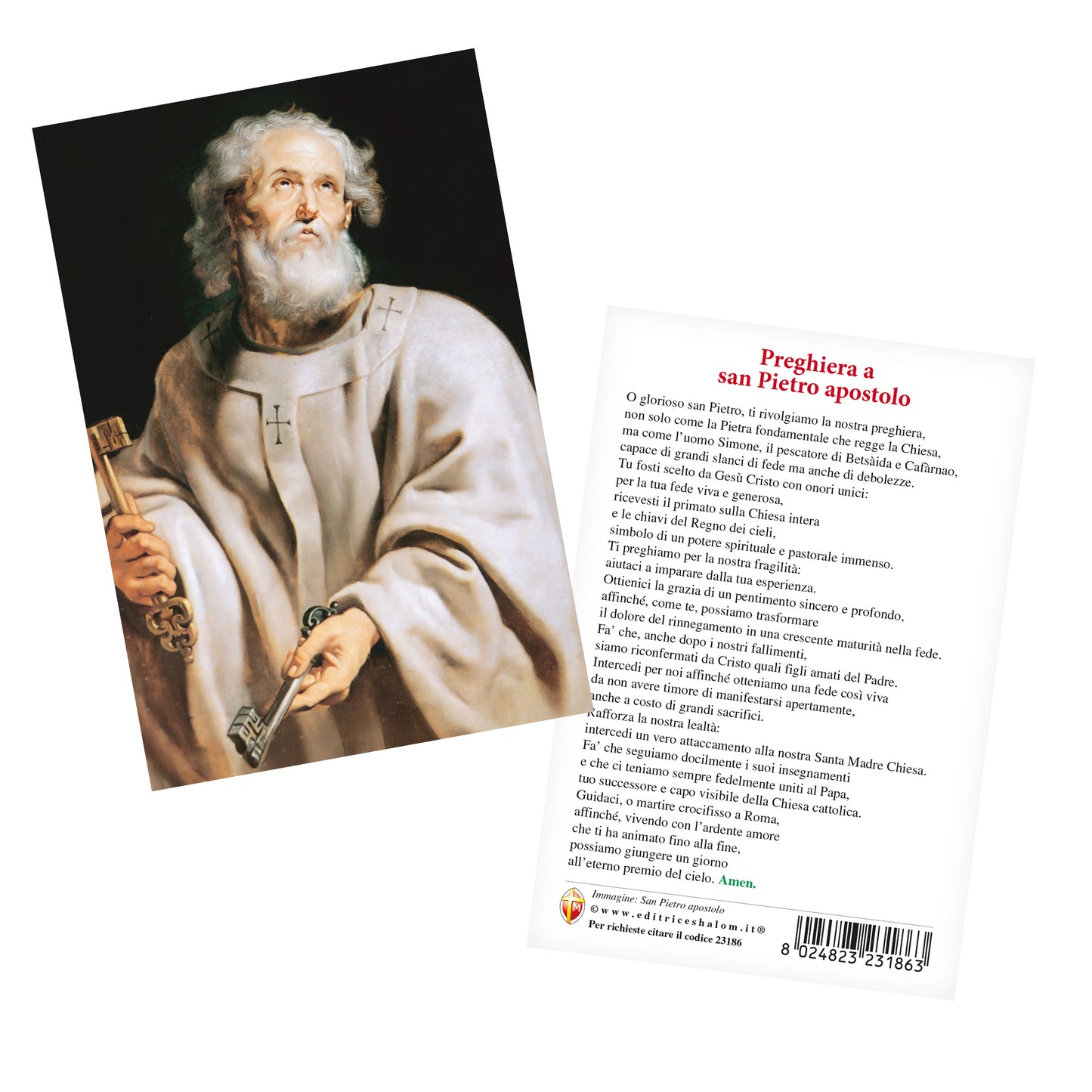 Cartolina San Pietro con retro "Preghiera a San Pietro Apostolo"