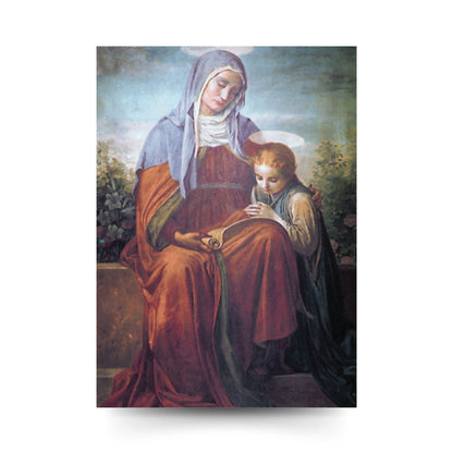 Cartolina sant'Anna e Maria. Sul retro 'Preghiera delle mamme'