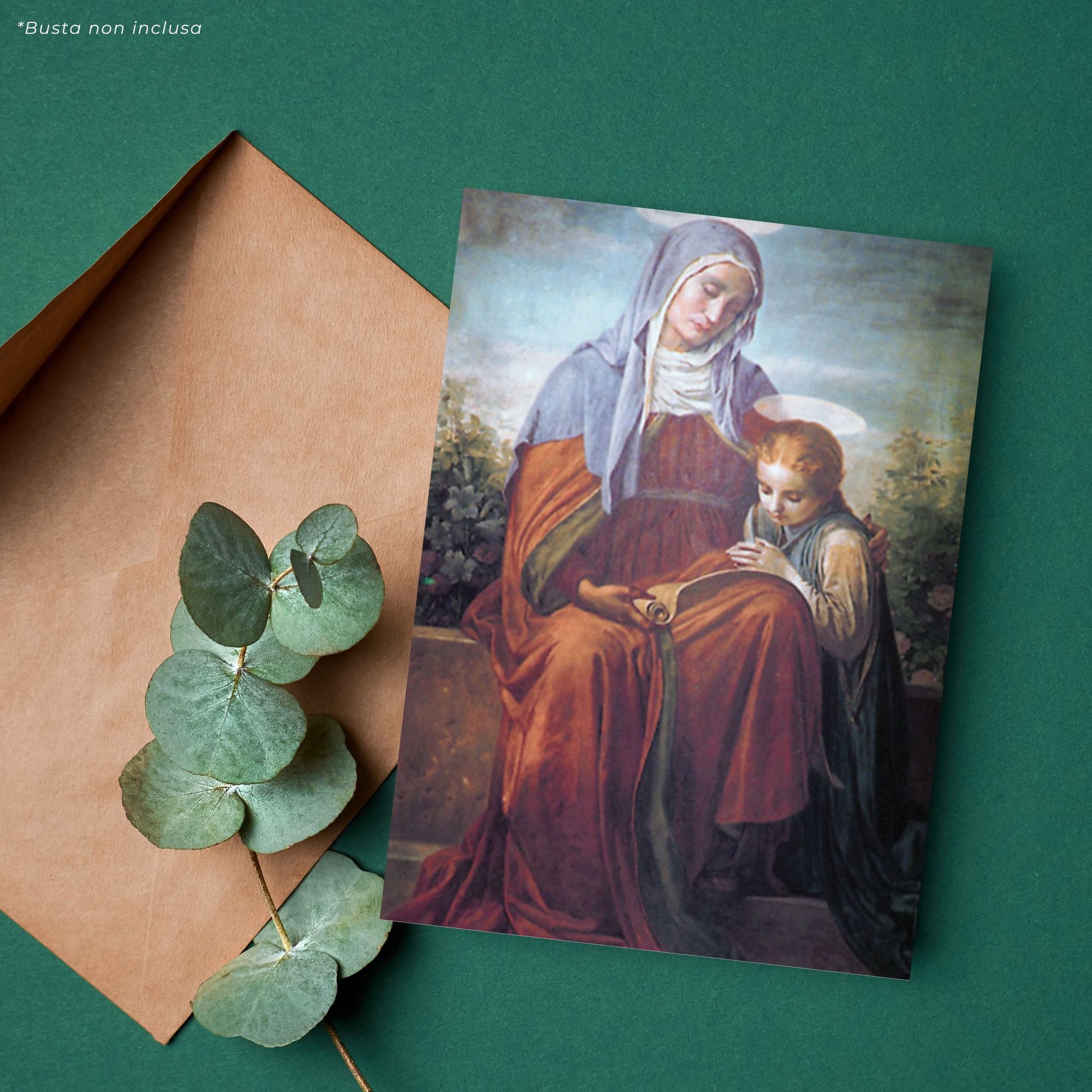 Cartolina sant'Anna e Maria. Sul retro 'Preghiera delle mamme'