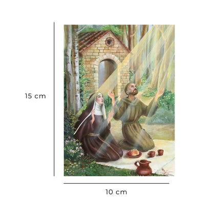 Cartolina san Francesco e santa Chiara. Sul retro "Novena ai santi Francesco e Chiara"
