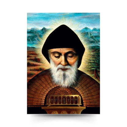 Cartolina San Charbel retro preghiera