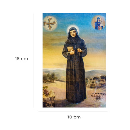 Cartolina Santa Rafqa con retro "Preghiera per ottenere una grazia"
