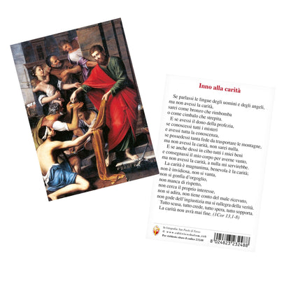 Cartolina San Paolo di Tarso con retro Inno alla carità