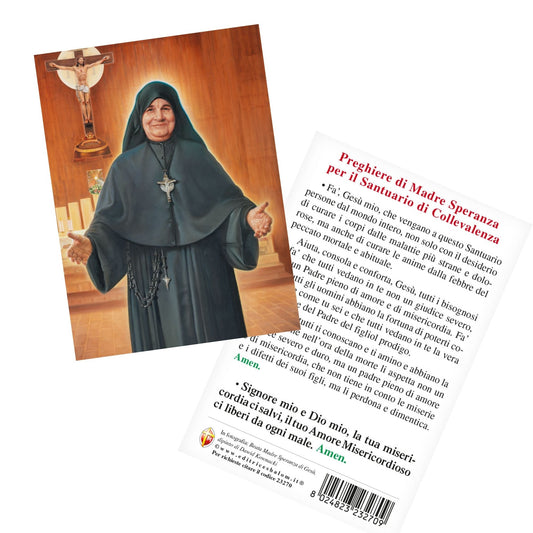 Cartolina dipinto Madre Speranza con retro preghiera "Tutto per amore..."