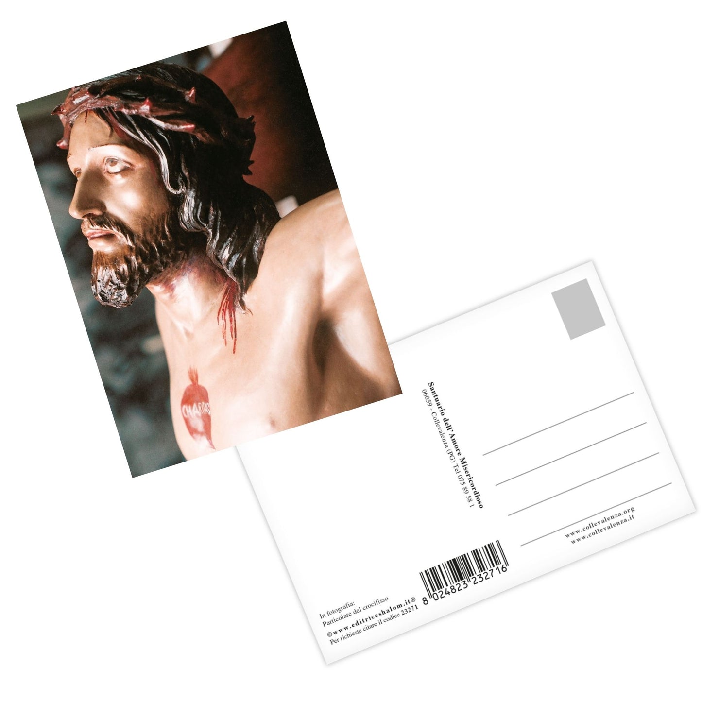 Cartolina con particolare del Crocifisso di Collevalenza con retro postale