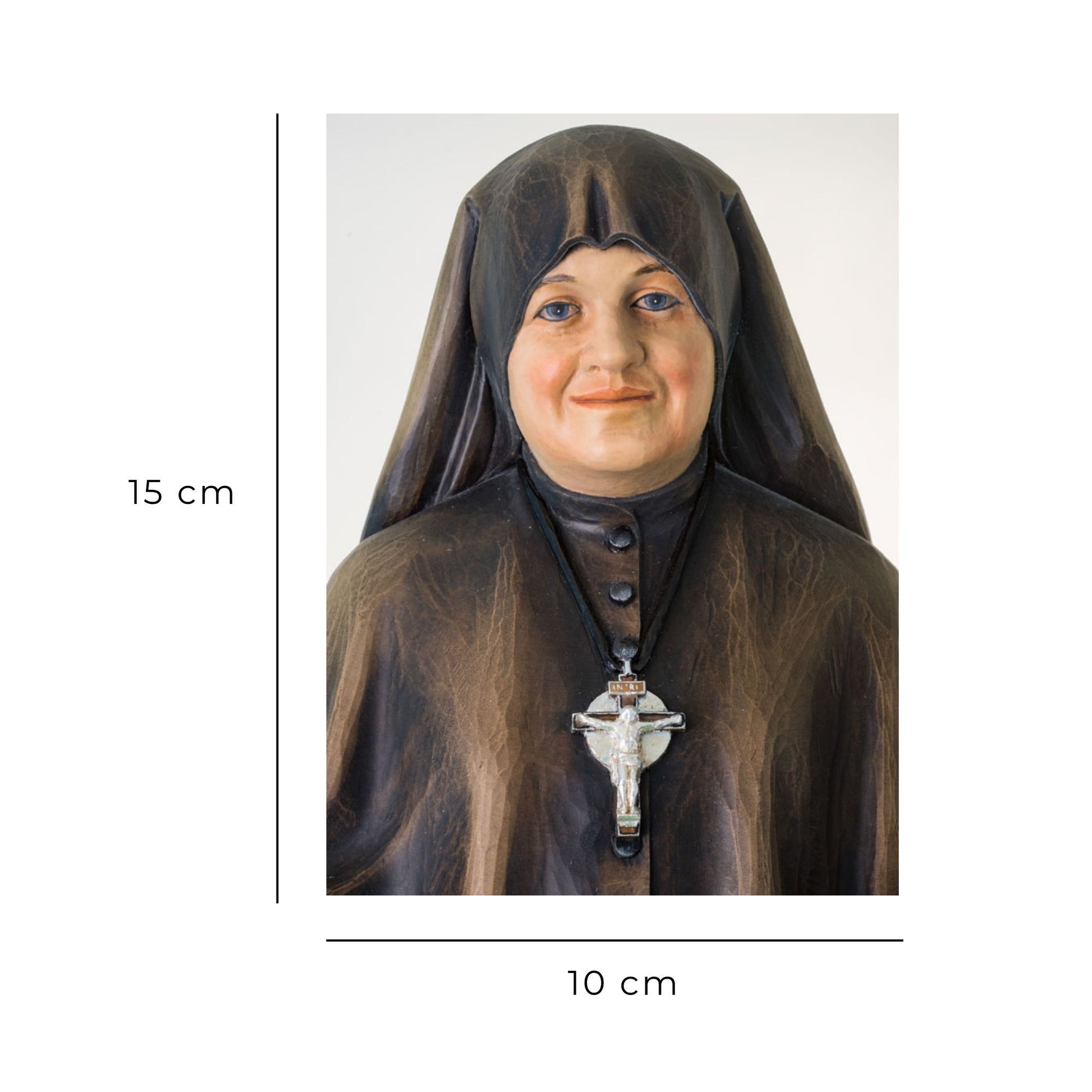 Cartolina Madre Speranza con statua e retro "Preghiera per chiedere l'intercessione della beata Madre Speranza"