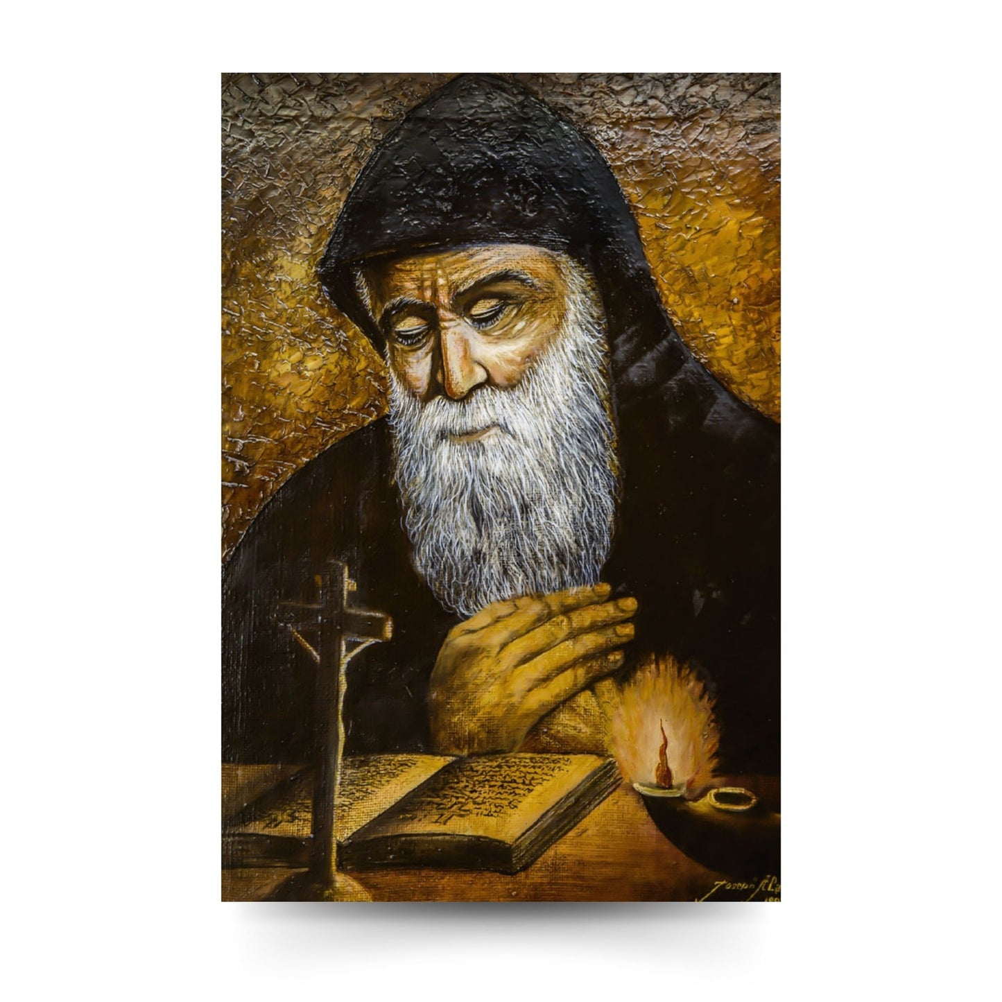Cartolina San Charbel con retro "Preghiera per ottenere una grazia"