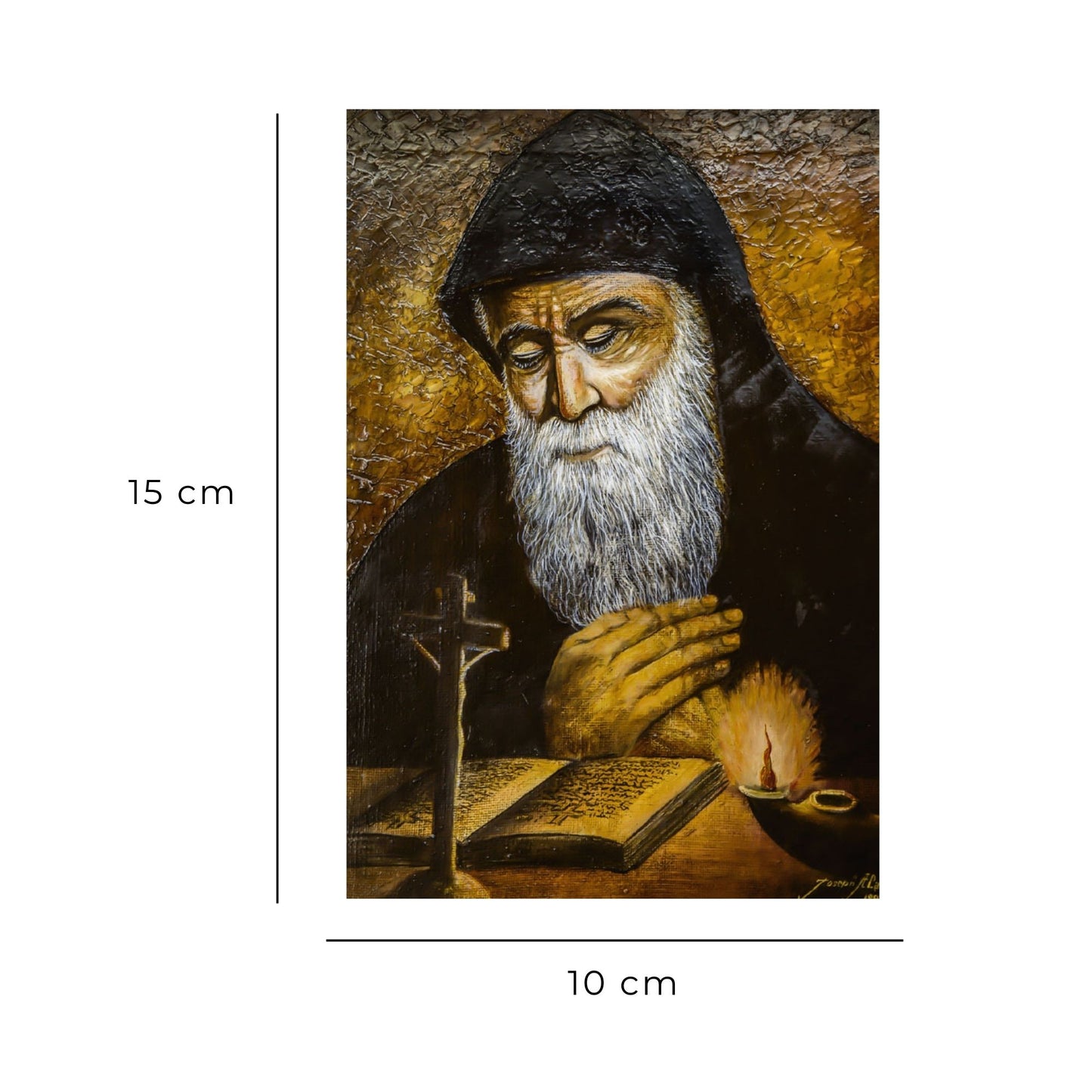 Cartolina San Charbel con retro "Preghiera per ottenere una grazia"