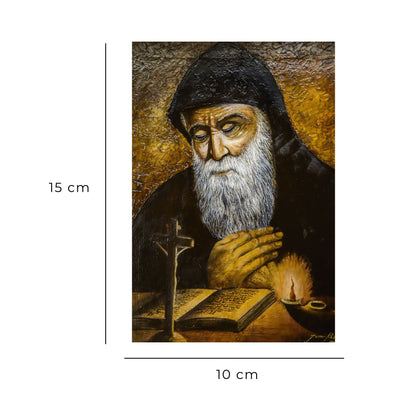 Cartolina San Charbel con retro "Preghiera per ottenere una grazia"