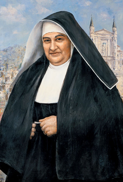 Cartolina Beata Fasce con retro "Preghiera alla beata Maria Teresa Fasce dei malati di tumore"